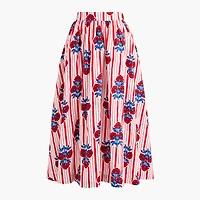 Poplin pull-on midi skirt