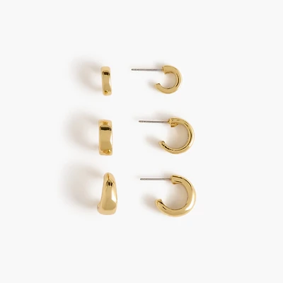 Gold hoop earrings set-of-three