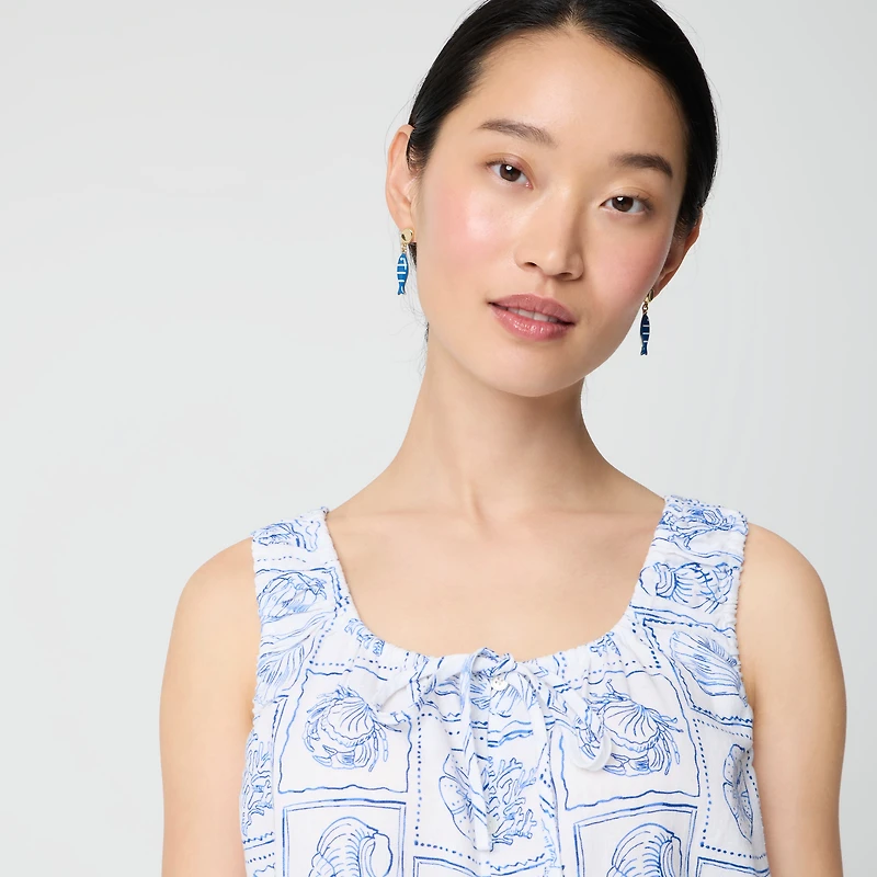 Linen-blend tank top