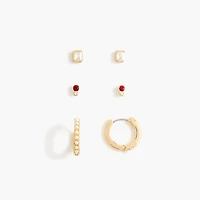 Pearl stud earrings set-of-three