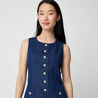Chambray button-front mini dress