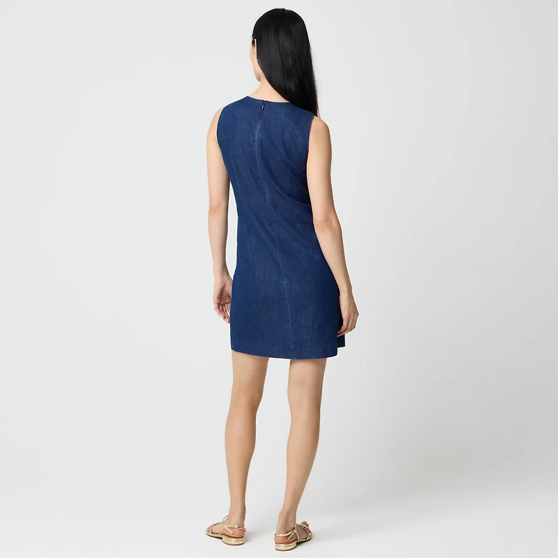 Chambray button-front mini dress