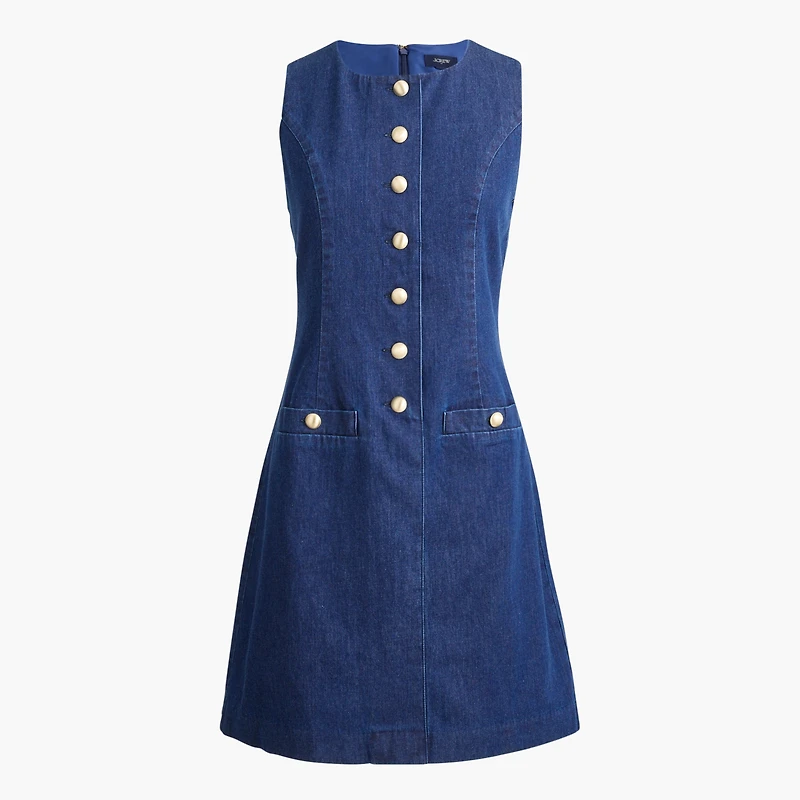 Chambray button-front mini dress