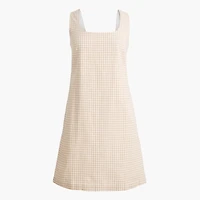 Linen-blend squareneck shift dress