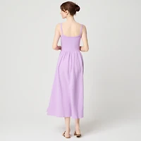 Gauze mixed-media midi dress