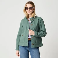 Cotton ruffle-collar field jacket