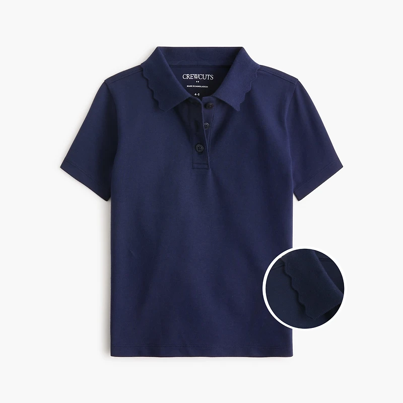 Girls' scallop-collar polo shirt