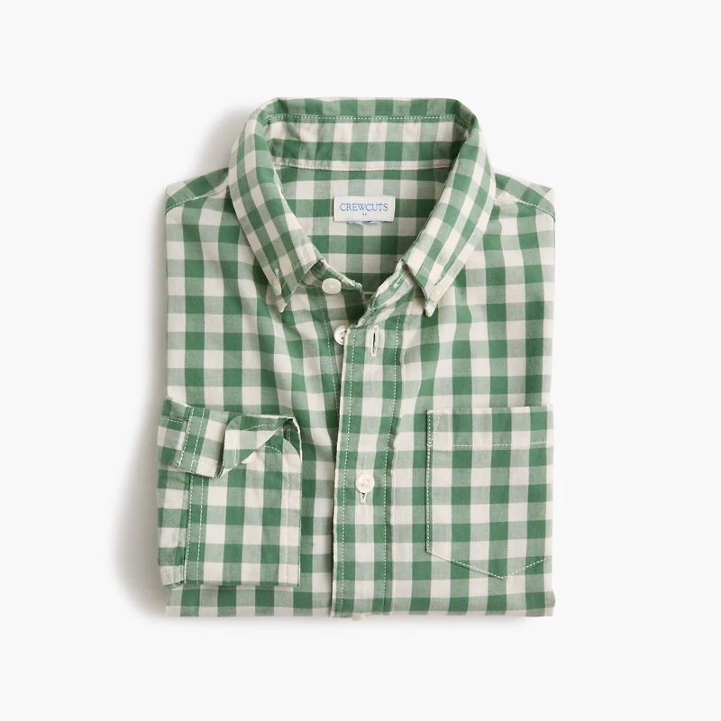 Boys' long-sleeve flex washed gingham shirt