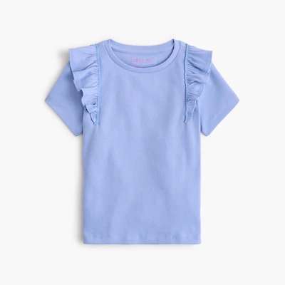 Girls' ribbed ruffle-sleeve tee
