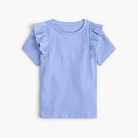 Girls' ribbed ruffle-sleeve tee