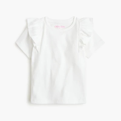 Girls' ribbed ruffle-sleeve tee