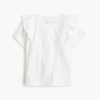 Girls' ribbed ruffle-sleeve tee