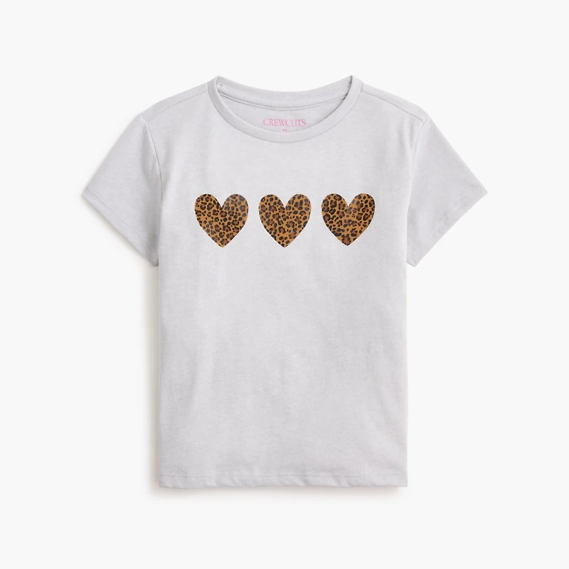 Girls' leopard hearts graphic tee