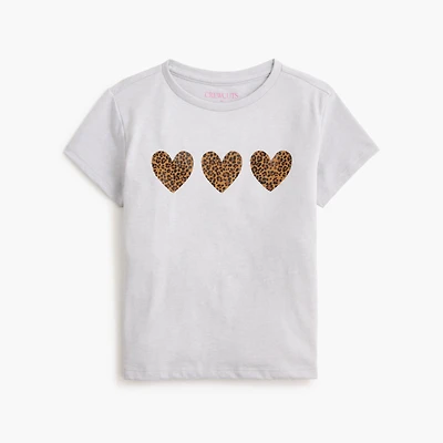 Girls' leopard hearts graphic tee