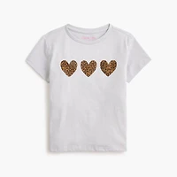 Girls' leopard hearts graphic tee