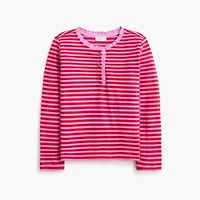 Girls' long-sleeve striped henley tee
