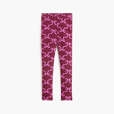Girls' bow-print leggings