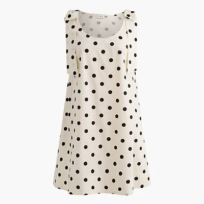 Polka-dot tie-shoulder mini dress