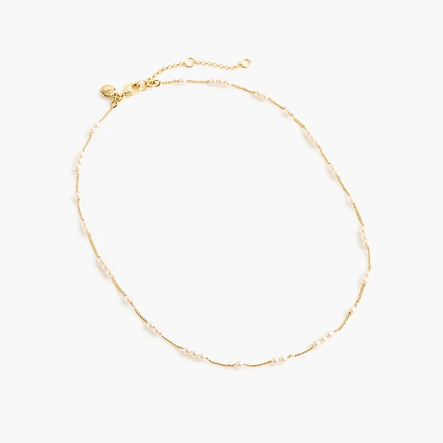Dainty pearl chain layering necklace