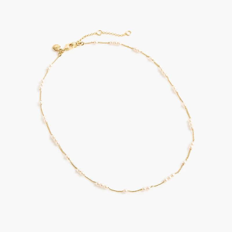 Dainty pearl chain layering necklace