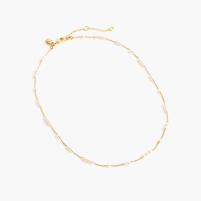 Dainty pearl chain layering necklace
