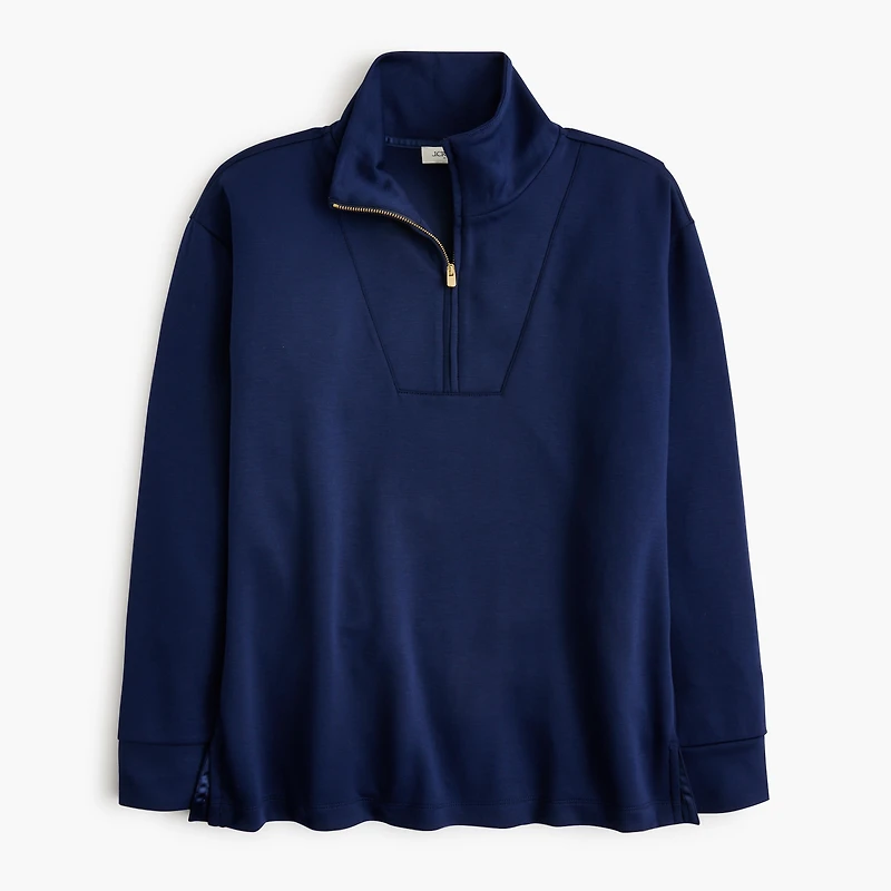 Luxe interlock quarter-zip tunic sweatshirt