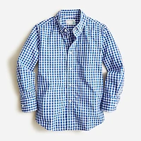 Boys' long-sleeve gingham flex cotton poplin shirt