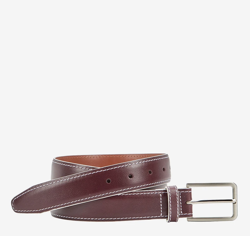White-Edged Textured Leather Belt