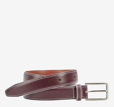 White-Edged Textured Leather Belt