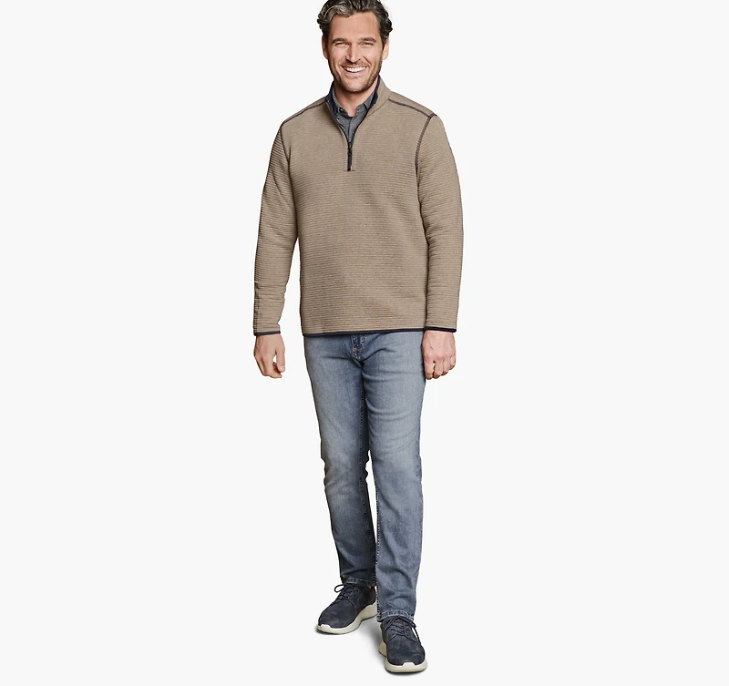 Reversible Channel-Quilted Quarter-Zip