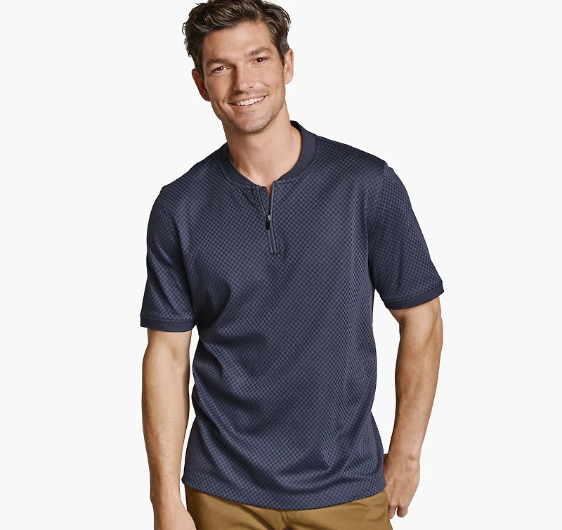 Gavin Zip Jacquard Polo