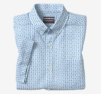 Cotton-Linen Short-Sleeve Print Shirt