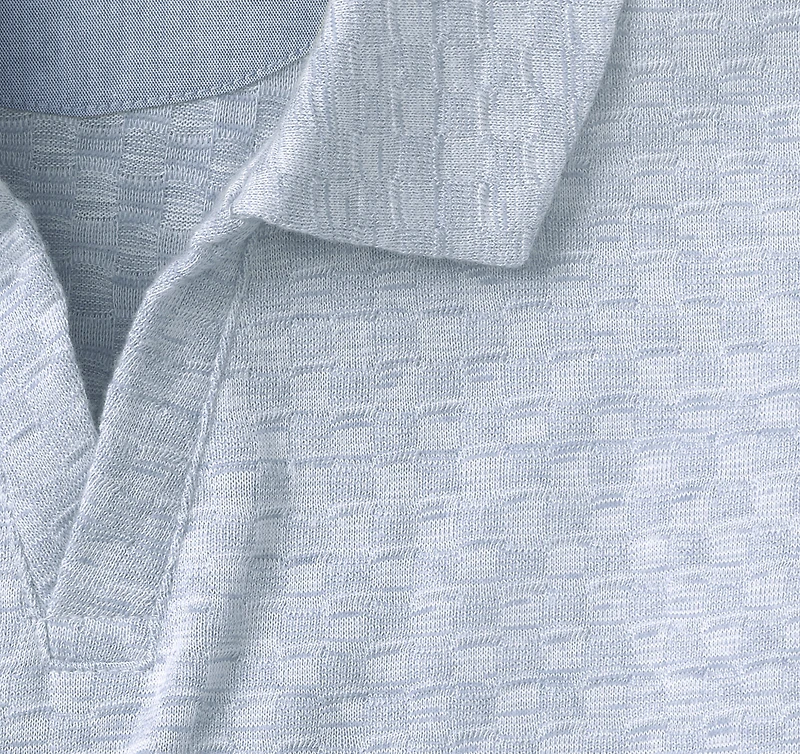 Basketweave V-Neck Polo