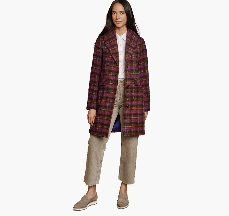 Shawl Collar Plaid Coat
