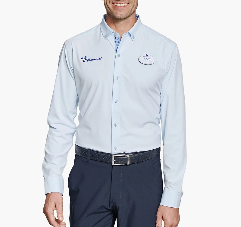 Men's Long Sleeve Button Front Solid Woven Shirt