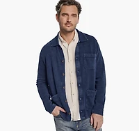 Indigo Full-Button Knit Jacket