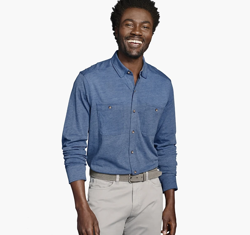 XC Flex® Stretch Indigo Long-Sleeve Shirt
