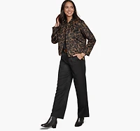 Brushed Leopard-Print Bomber