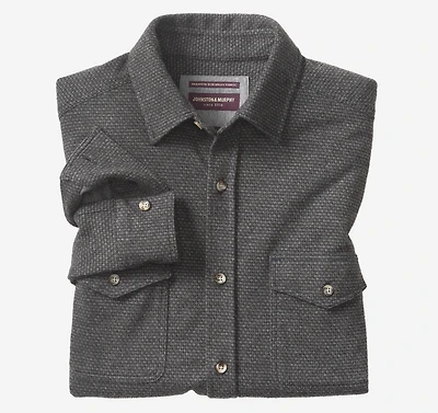 Brushed Button-Front Knit Shirt