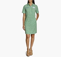 Women's Short Sleeve Popver Gingham Dress