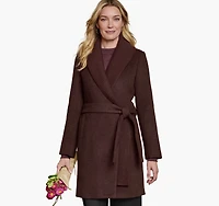 Wool-Blend Coat with Removable Knit Collar