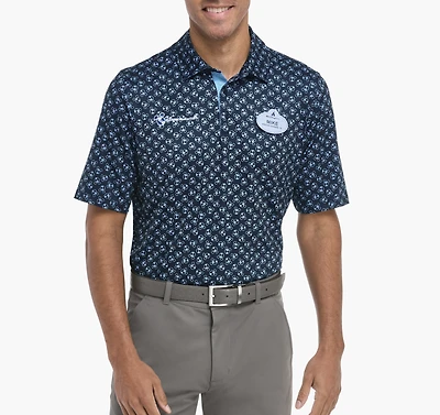 Men's Short Sleeve Logo Print Button Polo