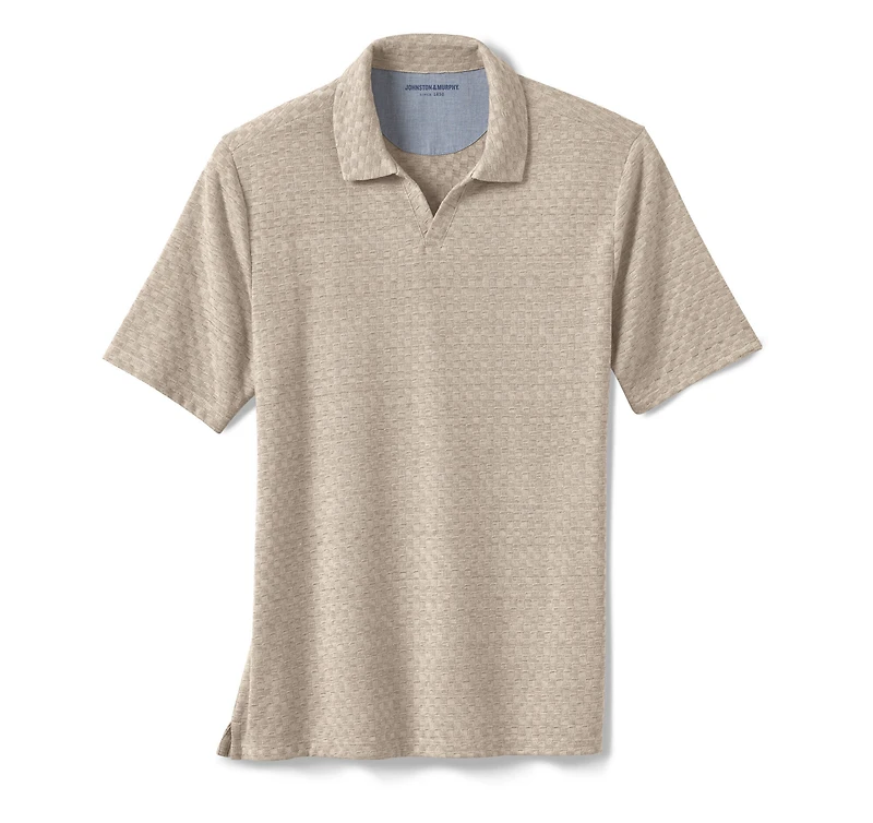 Basketweave V-Neck Polo