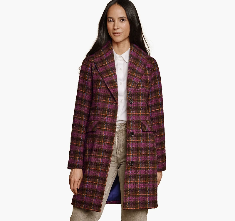 Shawl Collar Plaid Coat