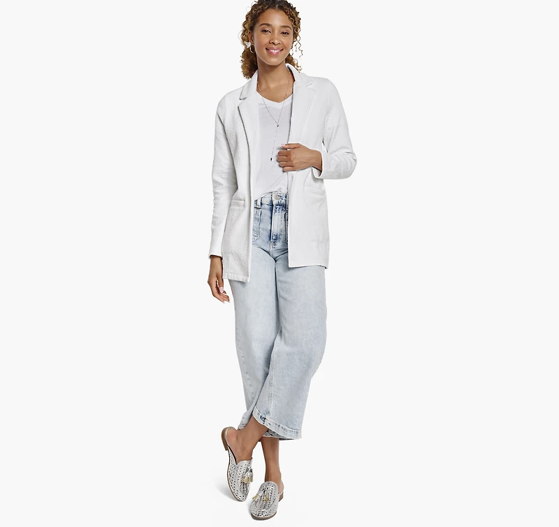 Crinkle Knit Jacquard Blazer