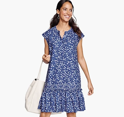 Cap-Sleeve Floral Dress