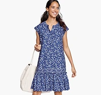 Cap-Sleeve Floral Dress