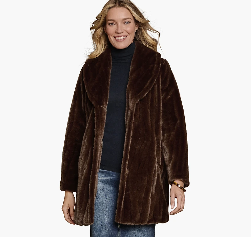 Textured Faux-Fur Coat