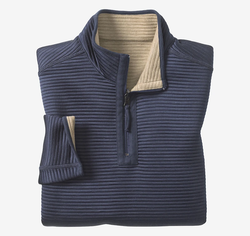 Reversible Channel-Quilted Quarter-Zip