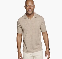 Basketweave V-Neck Polo
